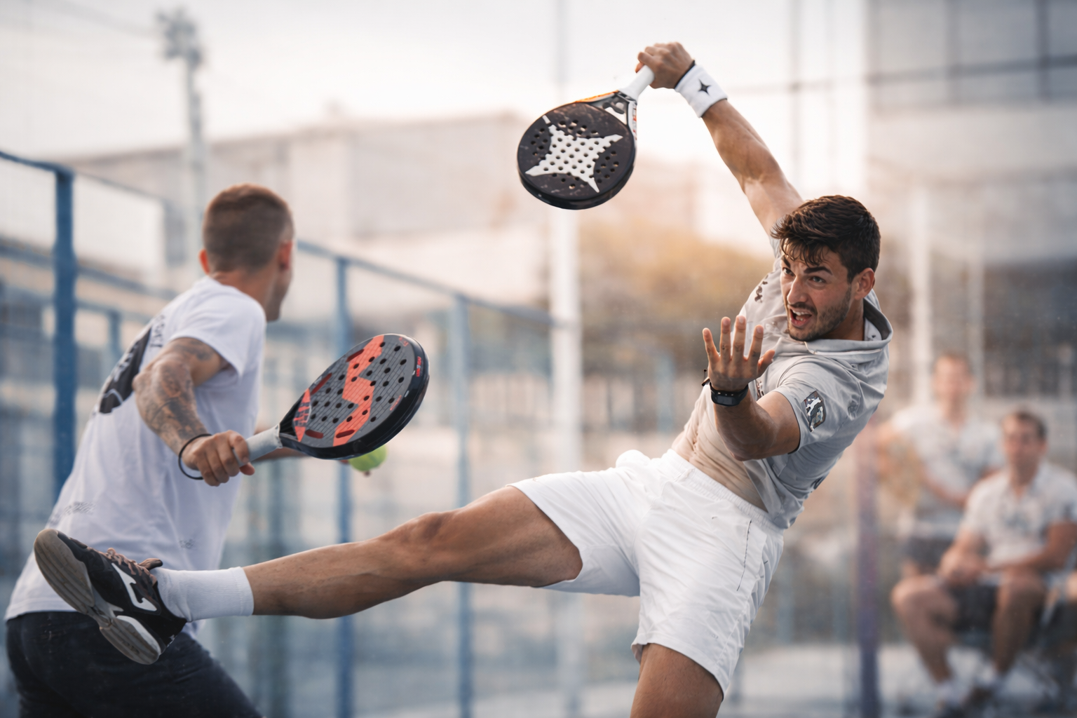 Padel players training in Spain